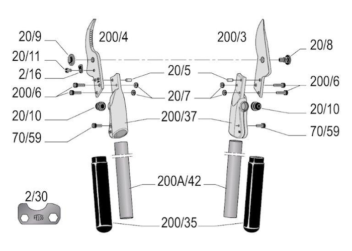 Tubes en aluminium + 2 douilles 42 cm - 200A-42, pour s�cateur � deux mains