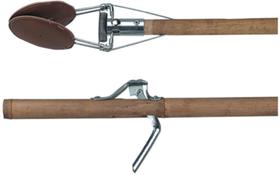Cueille fruits - 2 m�choires recouvertes de cuir,canne de bambou+traction par fil de fer, 250cm long.